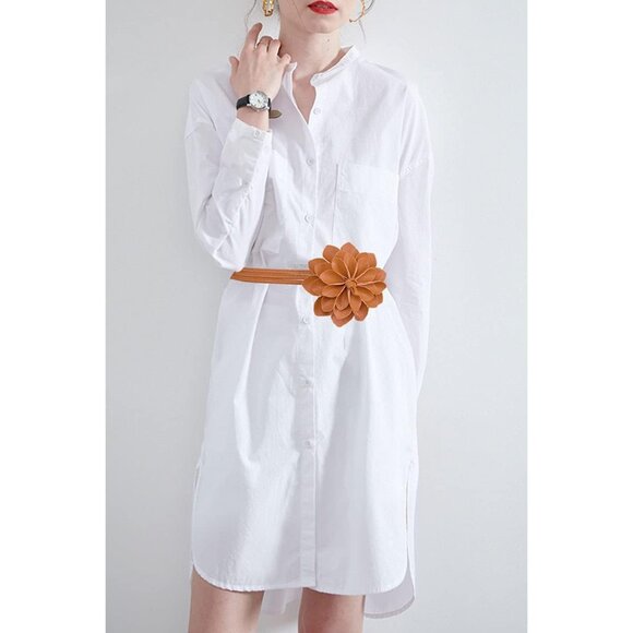 Women Girls Faux Leather Waist Chain Belt Floral Rope Decor for Casual Wear - Picture 7 of 8